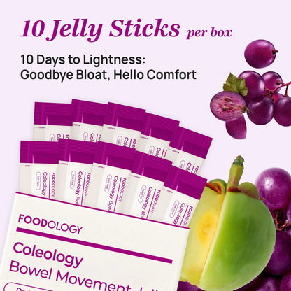 FOODOLOGY Coleology Bowel Movement Jelly, Grape & Prune, 10 Sticks | Prebiotic Fiber Supplement for Gut Health & Immune Support, Constipation & Bloating Relief, Korean Wellness