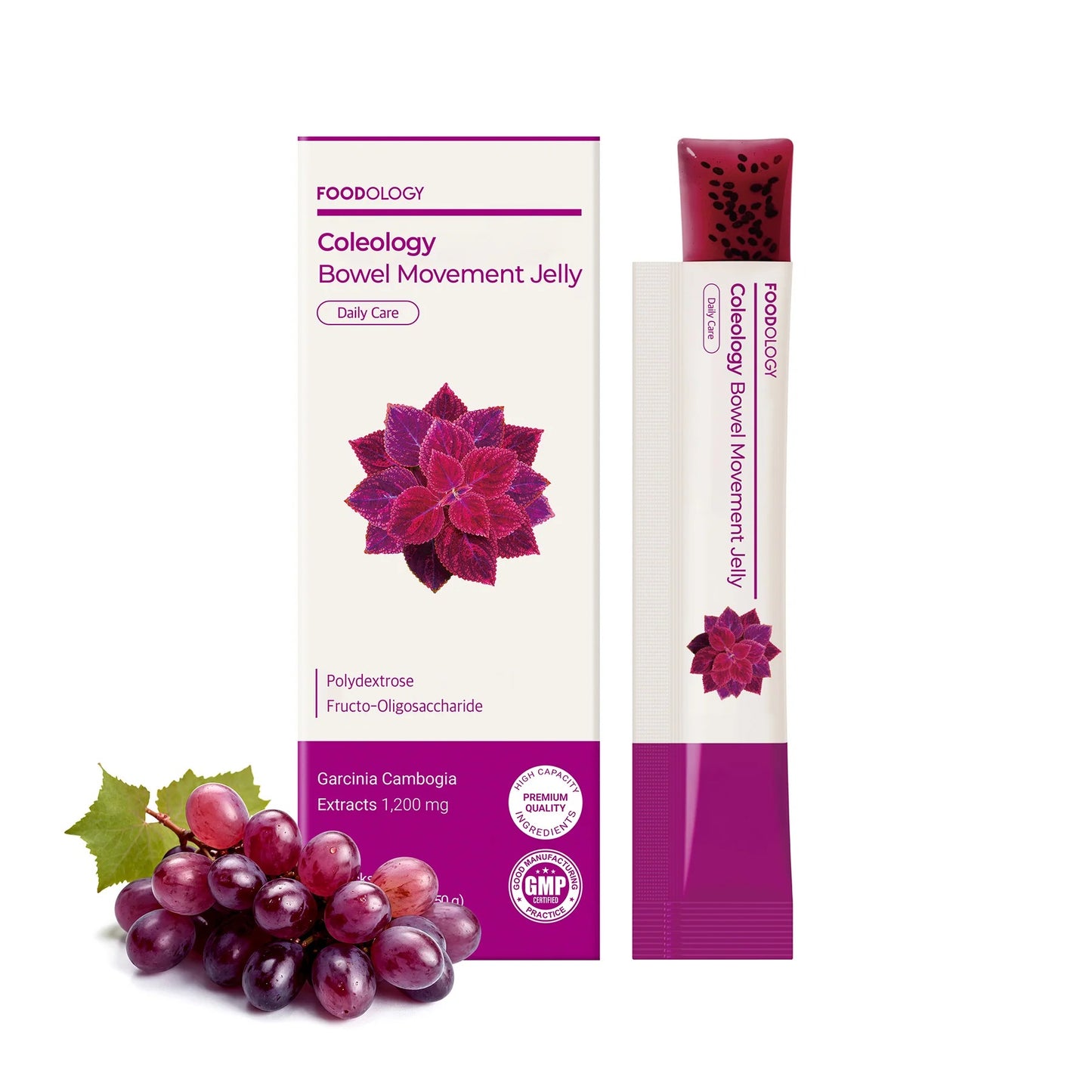 FOODOLOGY Coleology Bowel Movement Jelly, Grape & Prune, 10 Sticks | Prebiotic Fiber Supplement for Gut Health & Immune Support, Constipation & Bloating Relief, Korean Wellness